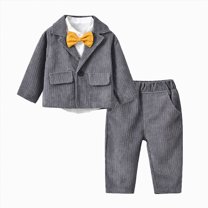 Toddler Boy Clothes Baby Autumn Winter Button Down Long Sleeve Elastic Waist 0 6 12 18 24 Months 2T 3T 4T Party Wear Set 2-Pieces