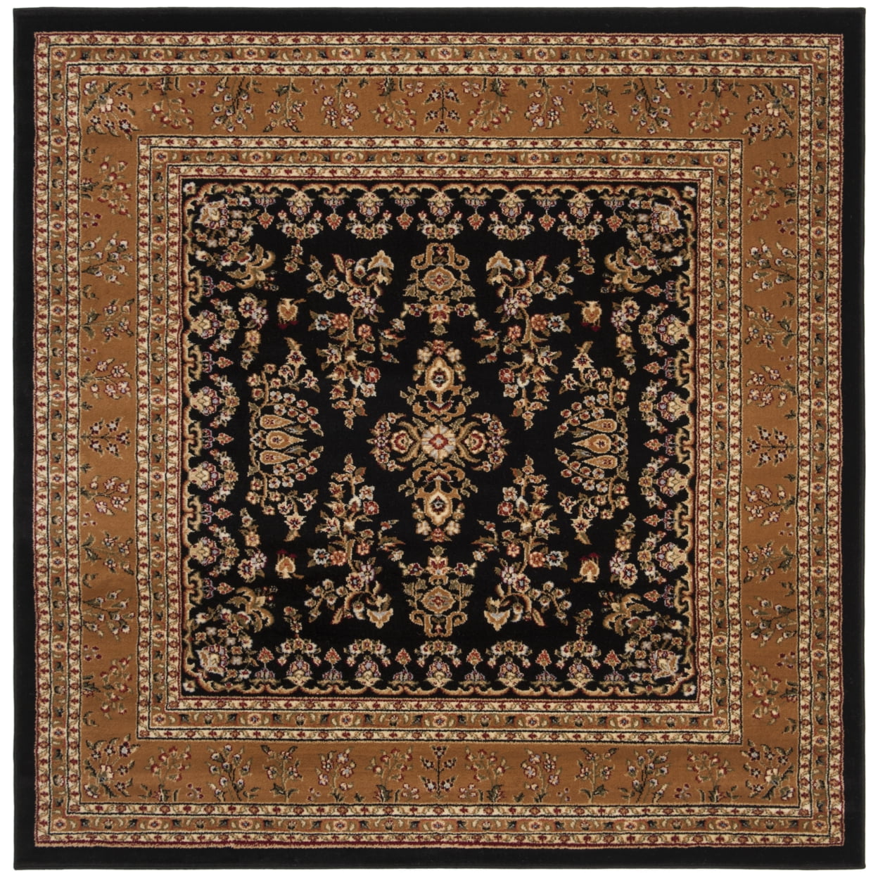 SAFAVIEH Lyndhurst Isadora Traditional Bordered Area Rug, Black/Tan, 8' x 8' Round
