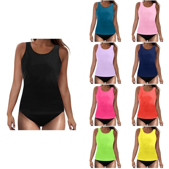 Antinious Ladies Sleeveless Solid Casual Bikinis Tops Push-Up Padded Swimwear Outfit
