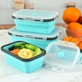 thumbnail image 2 of Shoreew 4Pcs Collapsible Food Storage Container With Lids Flat Stackable Refrigerator Food Box Set Silicone Food Sealed Crisper Lunch Bento Box For Outdoor Picnic Camping Travel, 2 of 7