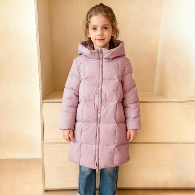 Parkas de manga larga para niñas, chaqueta de plumón de longitud media a larga, abrigo grueso de invierno para niños y niñas, abrigo cálido de algodón para niños.
