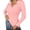Pink, variant on Plus Size Women's Ribbed Knit Polo Shirt Slim Fit Stretchy Long Sleeve V Neck Lapel Solid Color Sweater Lightweight Casual Office Tops Beige L