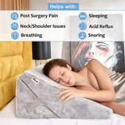 Bed Wedge Pillow, Multipurpose Adjustable Leg Support Pillow, Machine Washable Soft Plush Cover with Handle, Memory Foam Top - GRAY