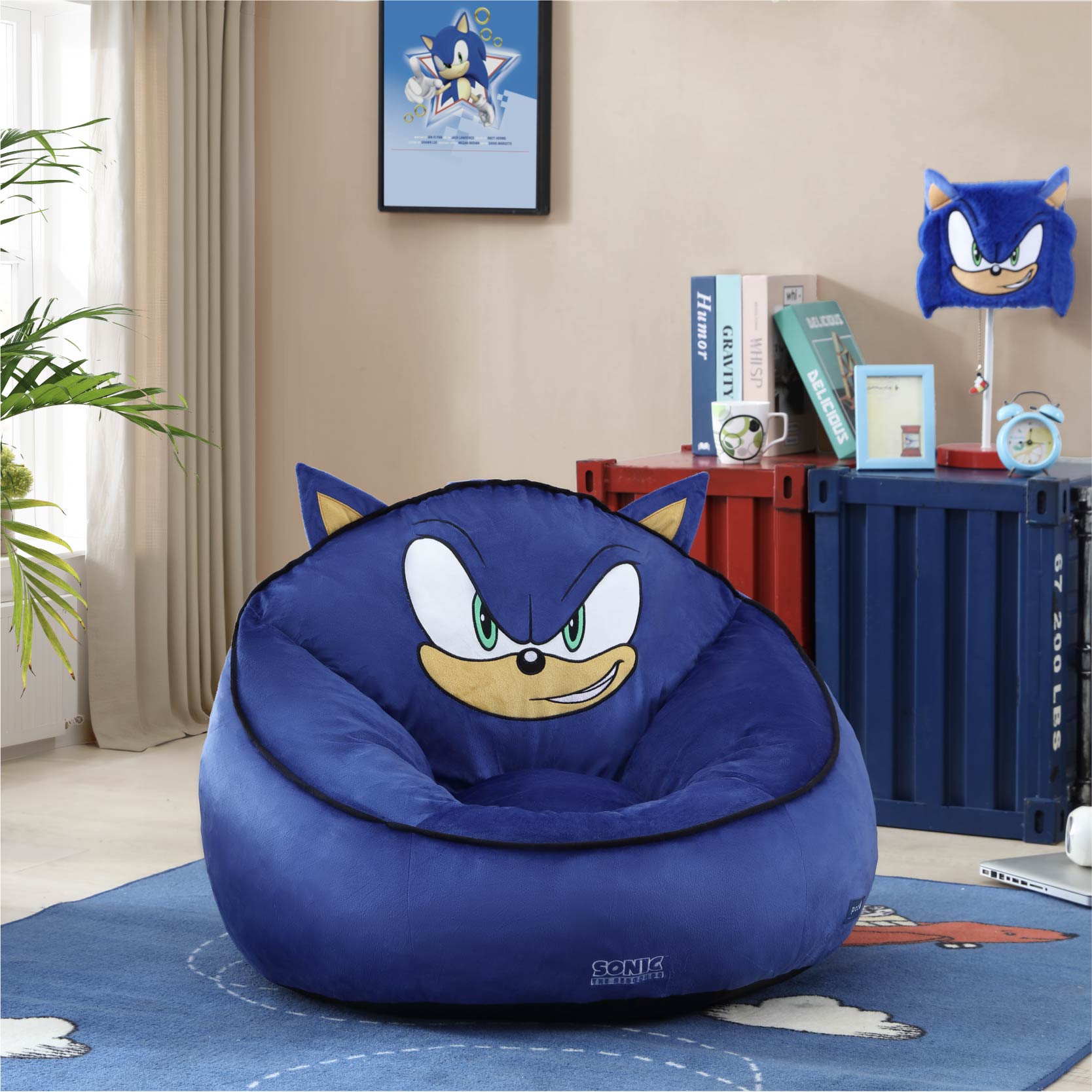 Sonic Kids' Compressed Foam Bean Bag Chair, Blue photo 6