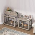 Furniture Style Dog Crate Side Table On Wheels With Double Doors And