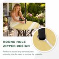thumbnail image 4 of Round Outdoor Tablecloth with Umbrella Hole and Zipper, Vintage Pale Blue Striped Tablecloth with Elastic Waterproof, Farmhouse Modern Stripes Boho Patio Table Covers for 31" - 35" Pool Tables, 4 of 9