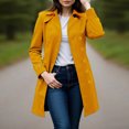 thumbnail image 2 of yuCgh Womens Coat Double-Breasted Long Dressy Windbreaker Overcoat Fall Winter Outerwear with Classic Solid Color Design for Elegant and Warm Look,Yellow XL, 2 of 4