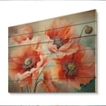 thumbnail image 2 of Designart "Coral Poppies love expression IV" Floral Print on Natural Pine Wood, 2 of 5