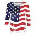 thumbnail image 5 of Odbmxy T Shirt Women 3/4 Sleeve Patriotic Independence Day Womens Shirts Plus Size Vacation Stars Casual Blue Summer Loose Tops, 5 of 5