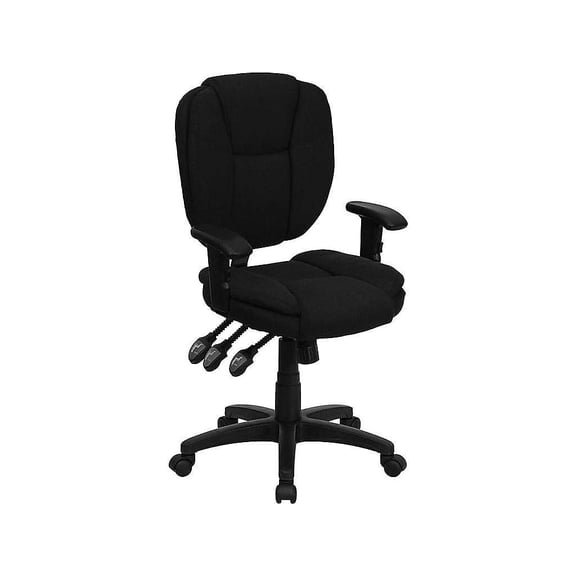 Scranton & Co Fabric Black Office Chair Mid-Back Adjustable 35"-41" Unassembled