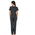 thumbnail image 2 of Stylore Two Piece Pajamas Set Soft Short-Sleeve Top Pants Loungewear Black L, 2 of 6