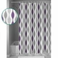 thumbnail image 4 of Purple Grey Shower Curtain, 48" x 72", Medieval Print Waves Geometric Waterproof Bathroom Curtain Washable Shower Curtain Set with 12 Hooks, 4 of 6