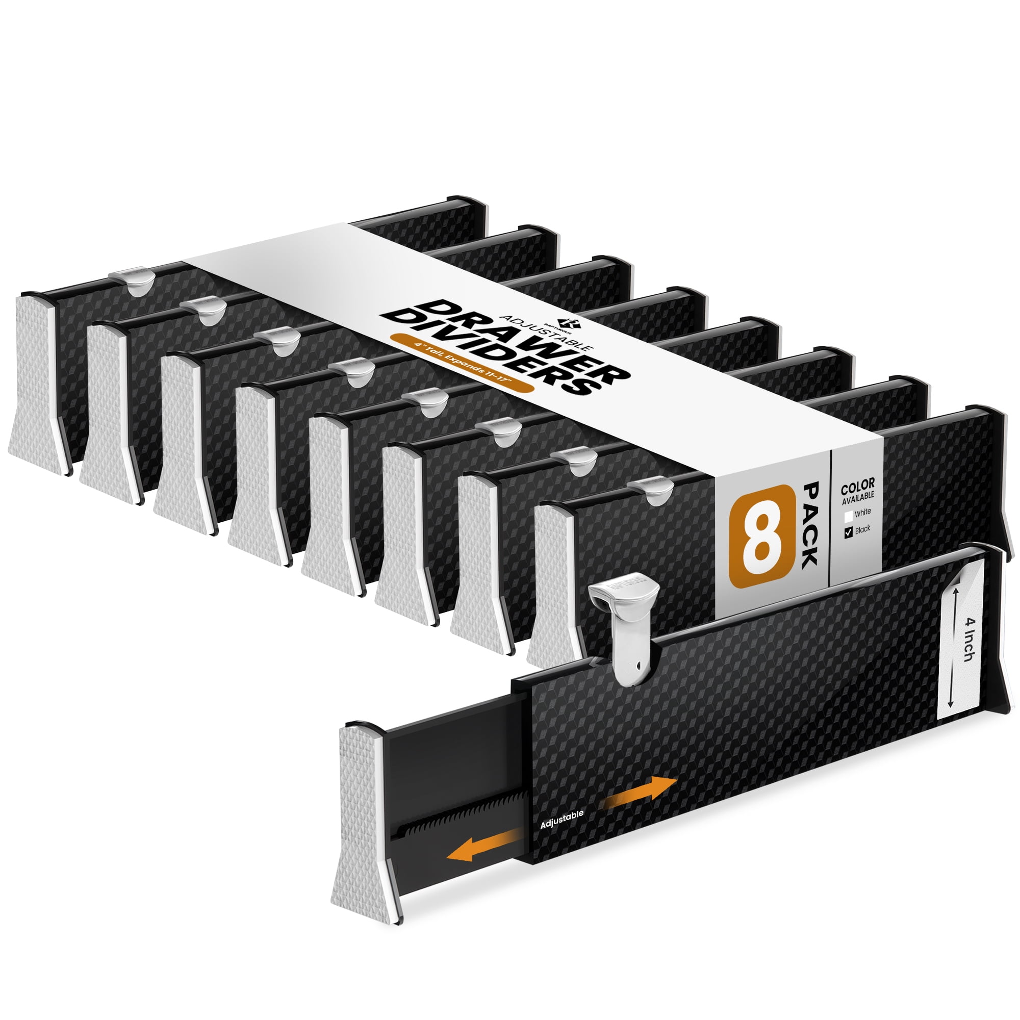 Expandable Drawer Dividers by Rapturous 8 Pack 4 Inch High Dresser