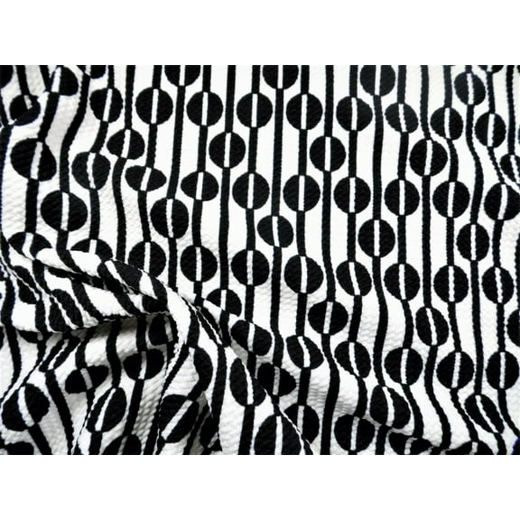 Bullet Printed Liverpool Textured Fabric Stretch Ethnic Dots White Black X40 (Yard)
