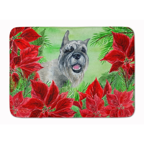 Schnauzer Poinsettas Machine Washable Memory Foam Mat