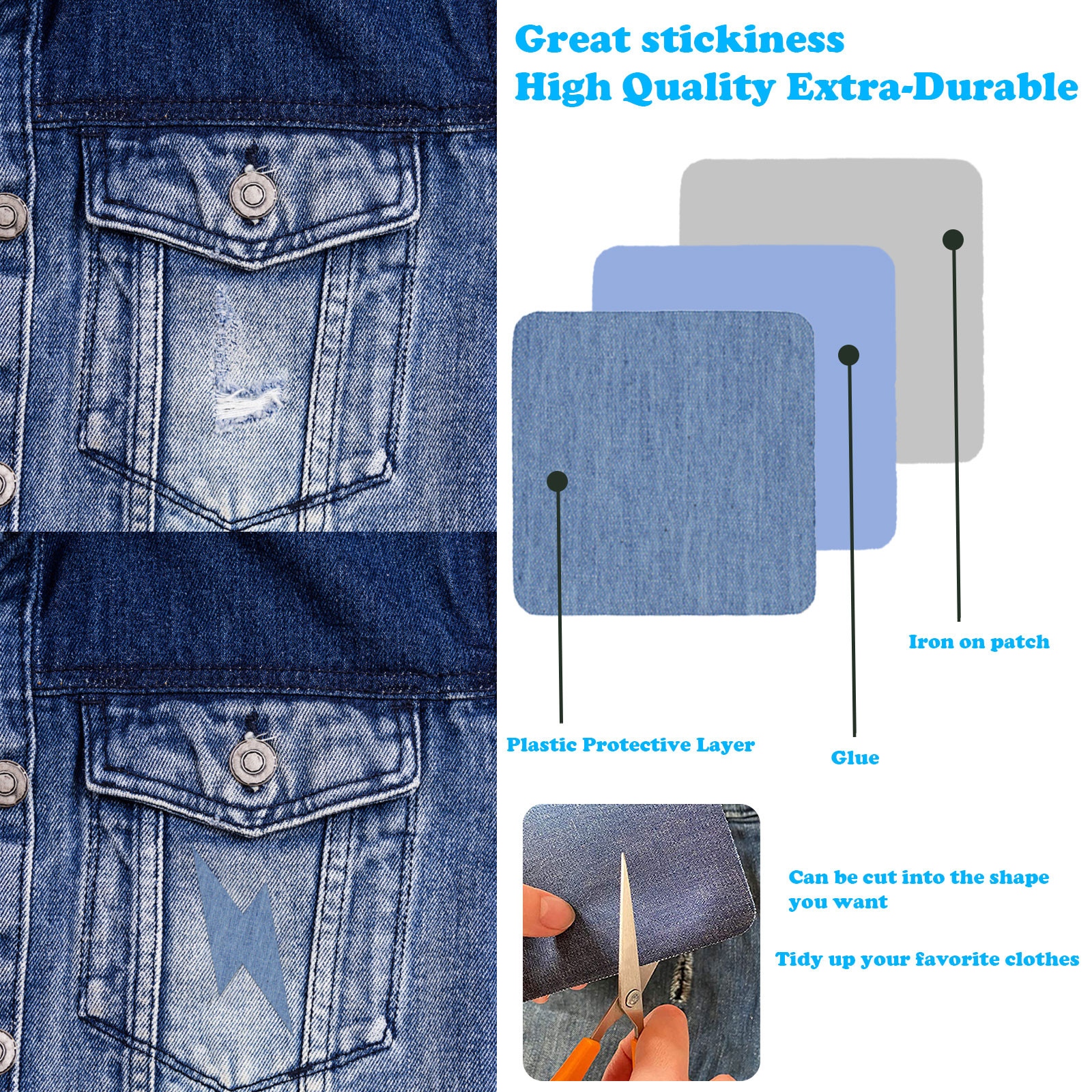Nomeni Tools Denim Iron on Jean Patches Inside & Outside Strongest Glue ...