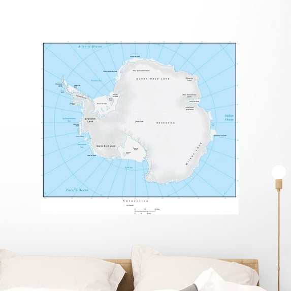 Map Antarctica Wall Mural Decal Sticker, Wallmonkeys Peel & Stick Vinyl Graphic (36 in W x 32 in H)