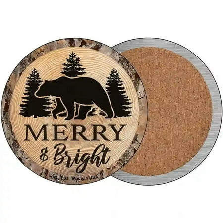 

Merry and Bright Bear Novelty Circle Coaster Set of 4 3.5 Coaster (Sets of 4) (CC)
