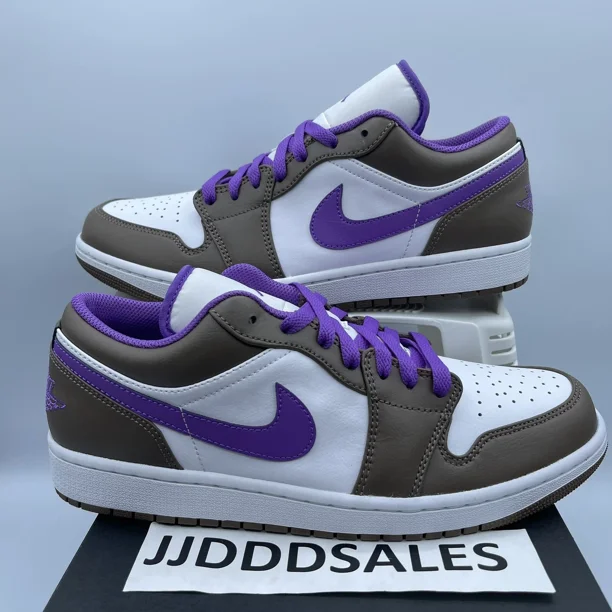 Ni - ke Air Jordan 1 Low Shoes Purple Mocha Palomino Wild Berry 553558-215 Men's Sz 13
