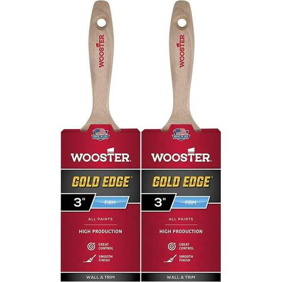 Wooster Genuine 3" Gold Edge Flat Paintbrush 2-Pack, 5232-3-2PK