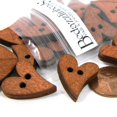 thumbnail image 2 of 20 Natural 3/4 inch Brown Wood Whimsical Heart Wooden 2 Hole Flat Sewing Buttons, Linking Beads, Charms etc, 2 of 3
