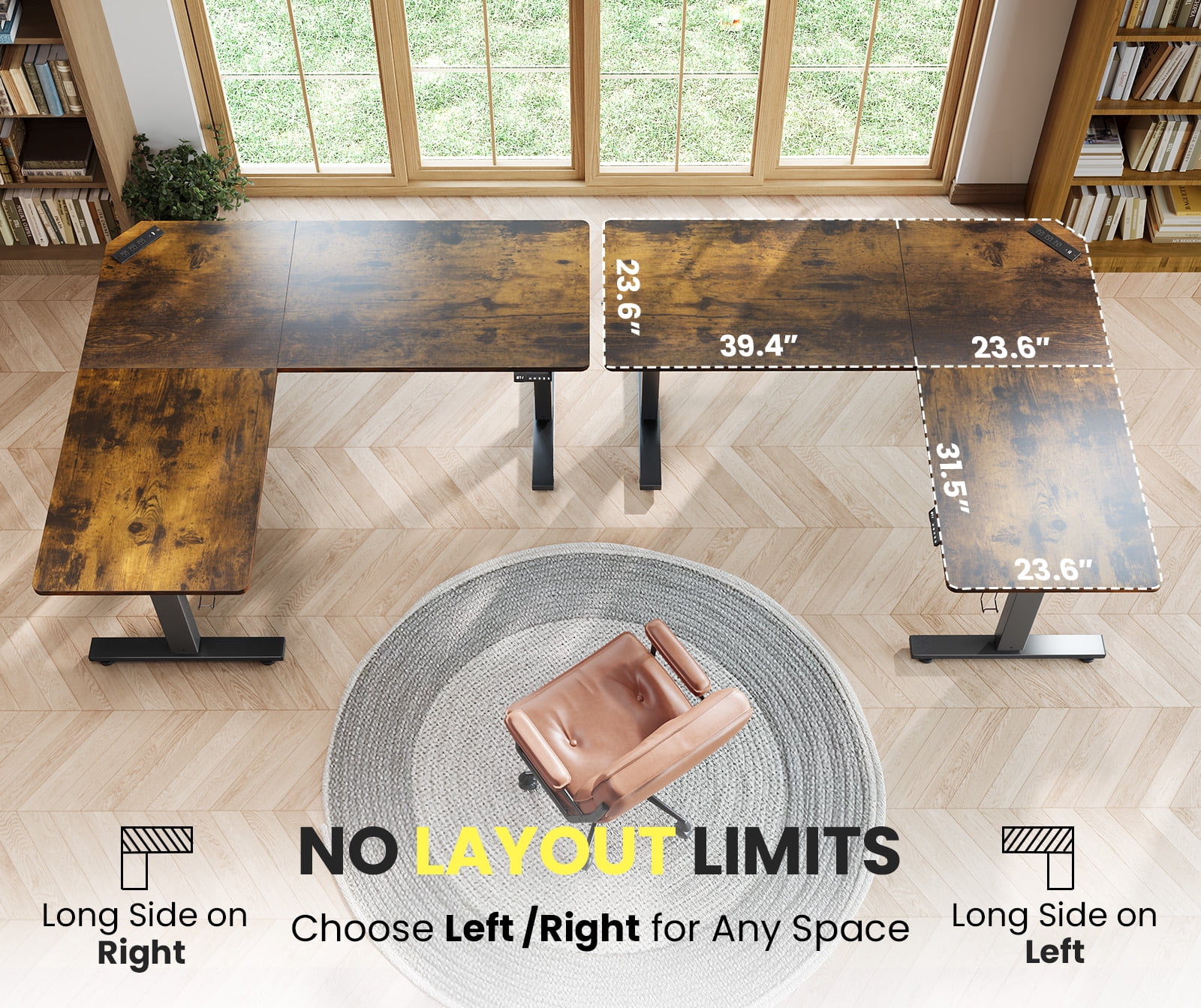 L-shaped Standing Desk – Adjustable Height Electric Desk With Memory Controller