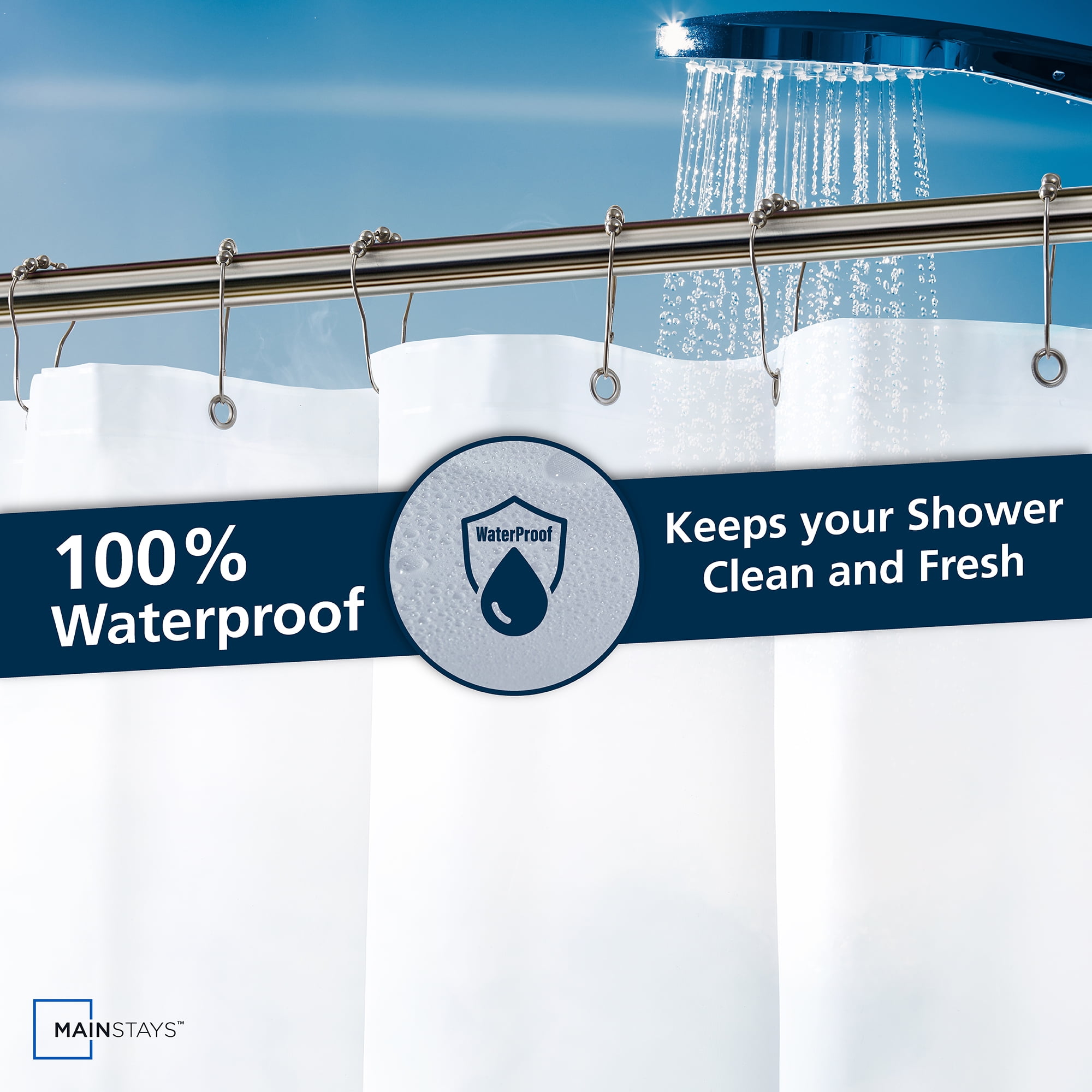 (3 pack) Mainstays Medium Weight PEVA Stall Sized Shower Curtain Liner, 54" x 78" – Frosty