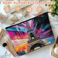 thumbnail image 5 of Makeup Bag Small Toilet Cosmetic Bags Travel Makeup Case Waterproof for Women Girls 6.7X9.45inches - Vivid Artistic - Eiffel Canvas, 5 of 7