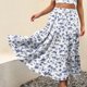 thumbnail image 4 of Vestido casual sexy de verano para mujer Faldas largas de playa con estampado floral Boho Elástico de cintura alta Plisado A-Line Flowy Swing Faldas largas con volantes en niveles Pompotops  qwe13491, 4 of 8