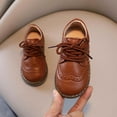 thumbnail image 6 of Honeeladyy Toddler Kid Shoes Toddler Baby Girls Boys Casual Lace-up Leather Peas Shoes Brown Sales, 6 of 9