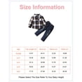 thumbnail image 2 of 18 Months Baby Boys Outfits 24 Months Boys 2PCS Fall Winter Clothing Set Toddler Boys Long Sleeve Plaid Top Denim Pants Set Khaki, 2 of 8