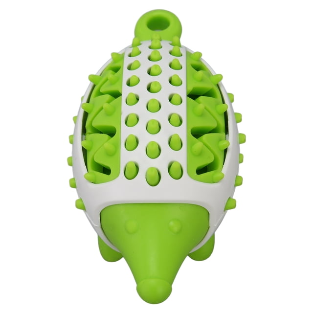 Juguete dispensador de golosinas para perros, juguete para rechinar los dientes, limpieza resistente a las mordeduras, forma de erizo, rompecabezas para masticar cachorros, juguete verde