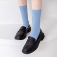 thumbnail image 5 of TZYDMN Womens Ankle Socks Super Soft Combed Cotton Mid-Calf Socks, Light Blue 3 Pairs, 5 of 6