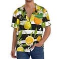 thumbnail image 1 of Fotbe Orange and Lemon Camisa Estampada de Manga Corta para Hombre, Casual de Verano, Estilo Playero, Sin Arrugas-Medium, 1 of 5