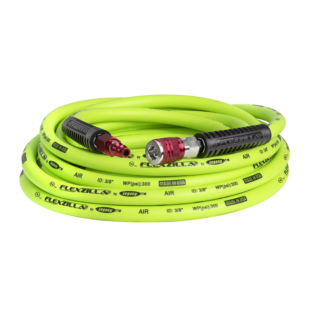 3/8 in. Flexzilla Air Hose with ColorConnex Industrial Type D Coupler and Plug 