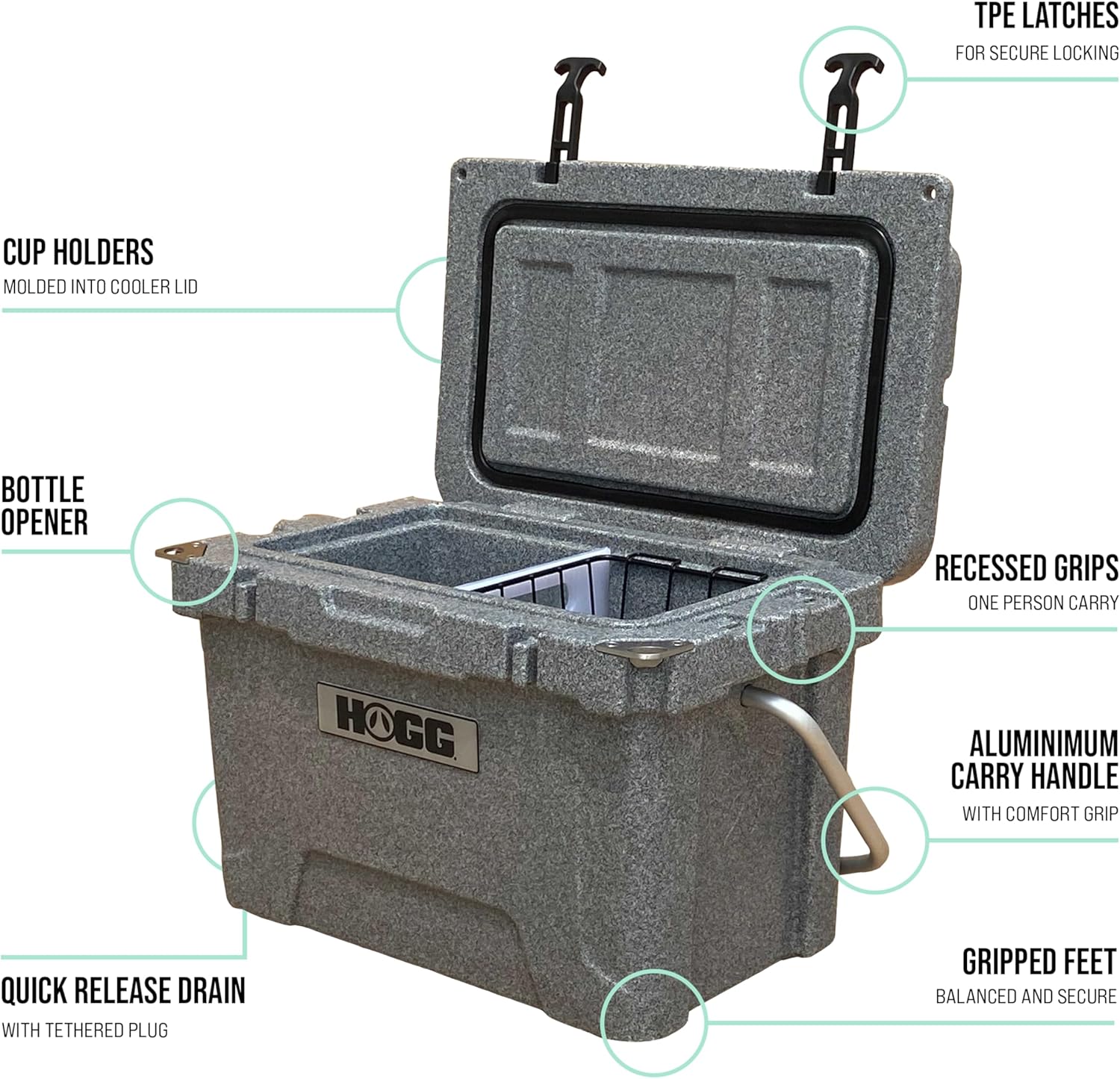 Hogg (Frosted Gray) 20 QT Insulated Cooler with Handle, Ice Chest Coolers for Camping, Drinks, Outdoors