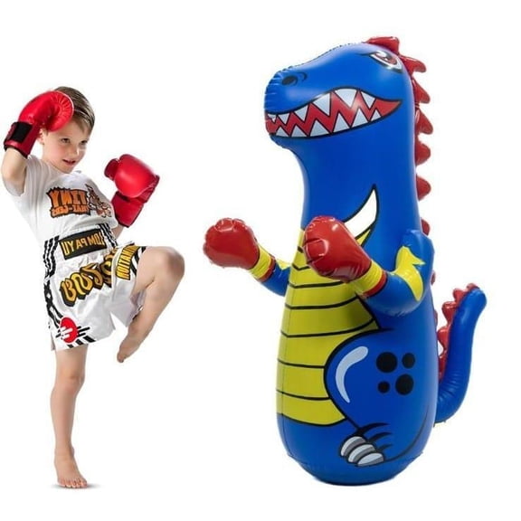 MAYYAD Inflatable Punching Bag for Kids - 47 inches - Blue Dino
