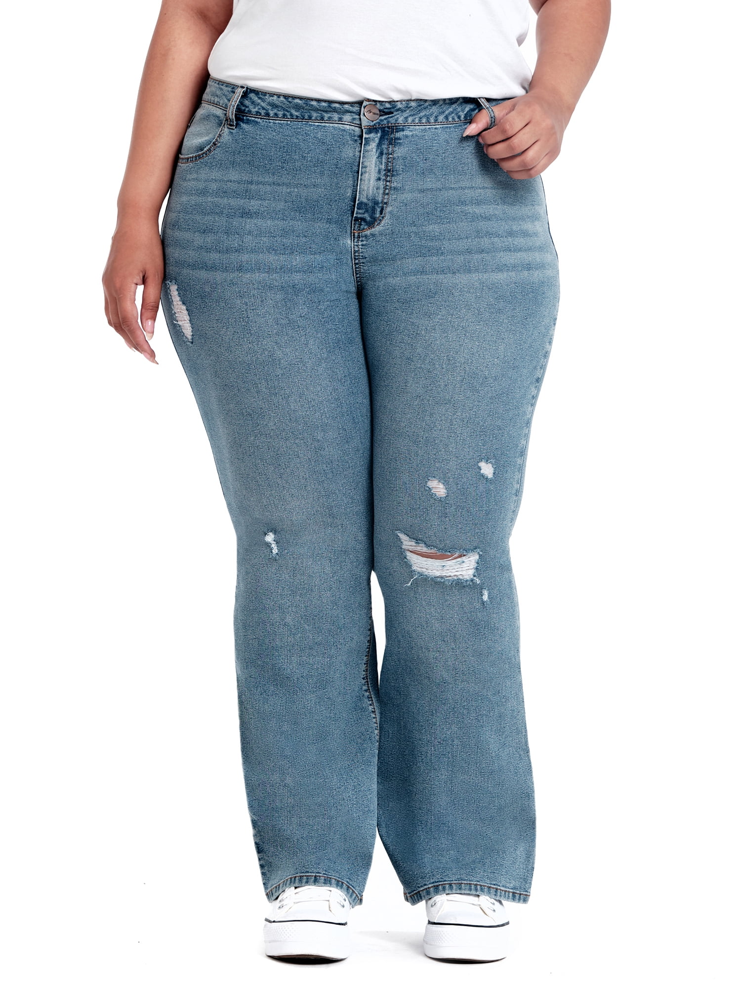 A3 Denim Women's Plus Size High Rise Flare Jeans