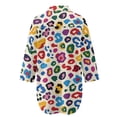 thumbnail image 5 of Xoenoiee Colorful Leopard Print Women's Swimsuit Cover Ups Shirt V-Neck Button Down Bathing Suit Coverups Beach Tunic Tops Resort Wear Plus Size, M, 5 of 7