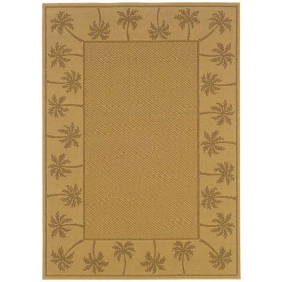 Moretti Bali Indoor/Outdoor Area Rug 606D7 Outdoor Beige Border Tropical 2' 3" x 7' 6" Rectangle