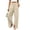 Beige, variant on Women's Wide Leg Split Pants Smocked High Waist Pleated Pocket Loose Fit Beach Vacation Daily Trousers