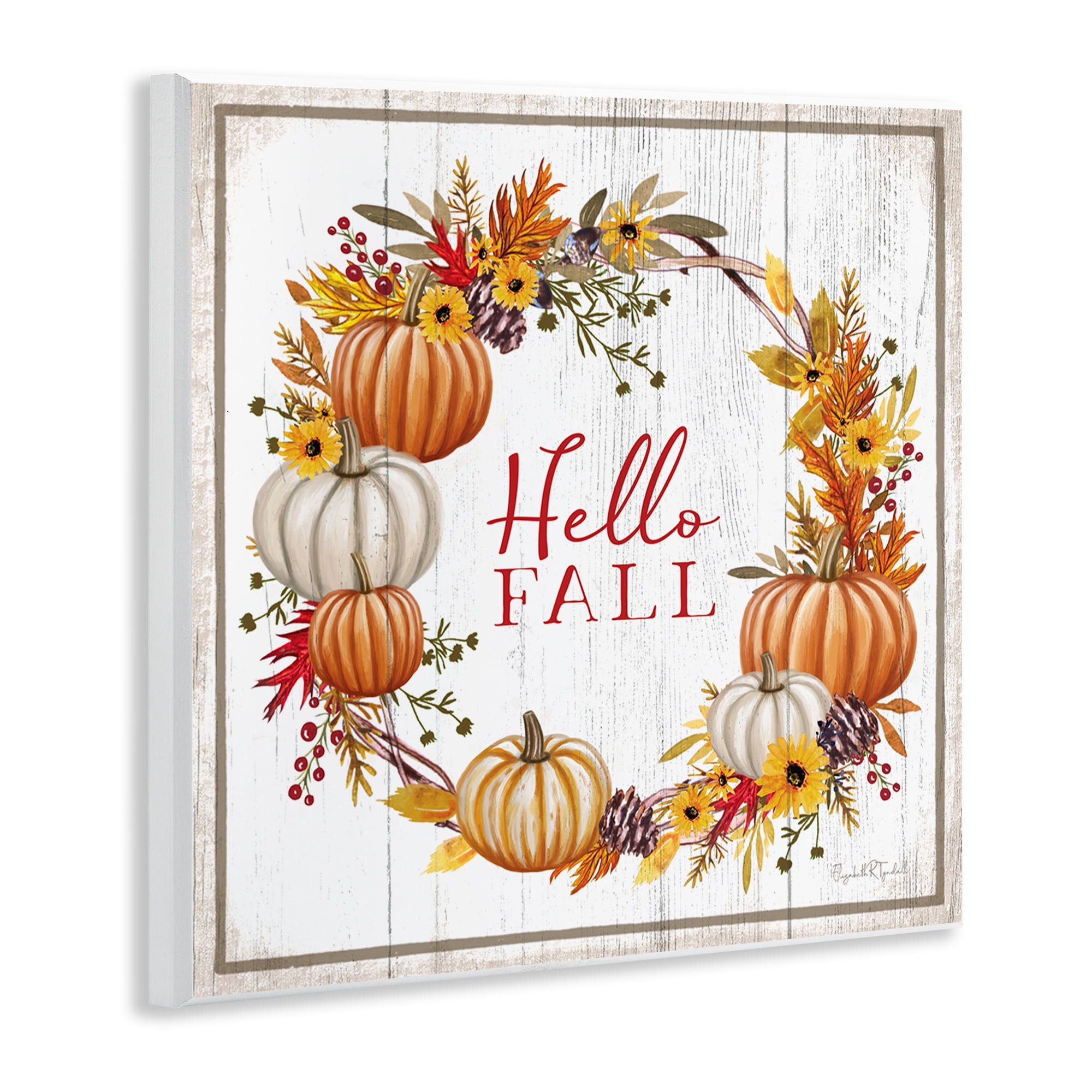 Stupell Industries Rustic Hello Fall Holiday Painting Unframed Art Prints Wall Art, 12 x 12