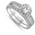 thumbnail image 4 of CHOOSE YOUR COLOR Clear CZ Solitaire Halo Ring .925 Sterling Silver Band White Female Size 7, 4 of 4