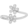 Brinley Co. Women's CZ Sterling Silver Flower Adjustable Toe Ring, Silver