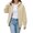 Beige, variant on Women Women Lined Zip Up Hooded Jacket Raglan Long Sleeve Warm Lined Hoodie Coat with Side Pockes Outerwear Green 3XL