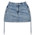 thumbnail image 6 of Jsaierl Women's Cargo Denim Mini Skirt, High Waist Bodycon Skirt with Side Straps, Casual Streetwear Skirt, 6 of 8