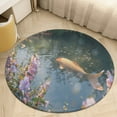 thumbnail image 4 of Lucky Koi Fish Lotus Leaf Round Rugs -Washable Non-Slip Small Round Area Rug Throw Soft Circle Rugs for Bedroom, Modern Print Indoor Carpet for Entryway Sofa Living Room, 4 of 6