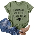 thumbnail image 3 of Gibobby Playera de Manga Corta Casual Suave Tops Blusa Casual Mujer Impresión suelta Manga corta Cuello Camisa OT Blusa mujer(Verde,M), 3 of 5