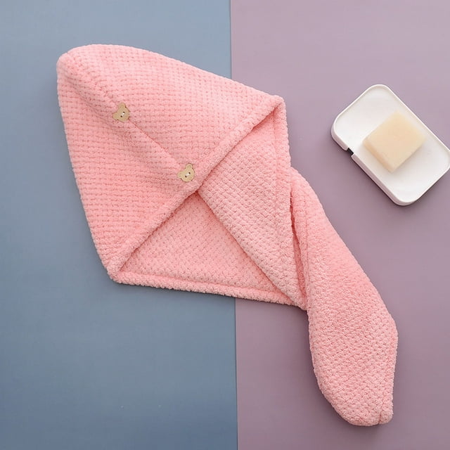 Velvet Hair Drying Thickened Towel Shower Drying Hair Super Absorbent Towel Drying Hair With Button Bath Fixed