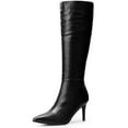thumbnail image 4 of DARING DIVA Women's Stylish Stiletto Heels Knee High Boots with Pointed Toe Black 7, 4 of 7